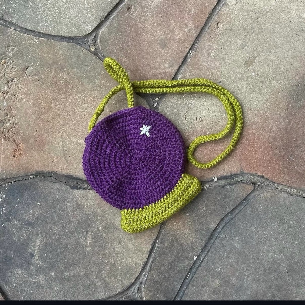 Purple and Green magic ball Crochet Bag